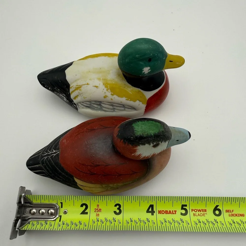 Decoy‎ Ducks Vtg Mini Lot of 2 Jasco Multicolors Lint Rustic Cottage Decor